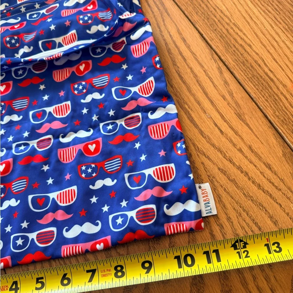 Alva Baby set of 3 Patriotic One size reusable Swim Diapers with Bag
